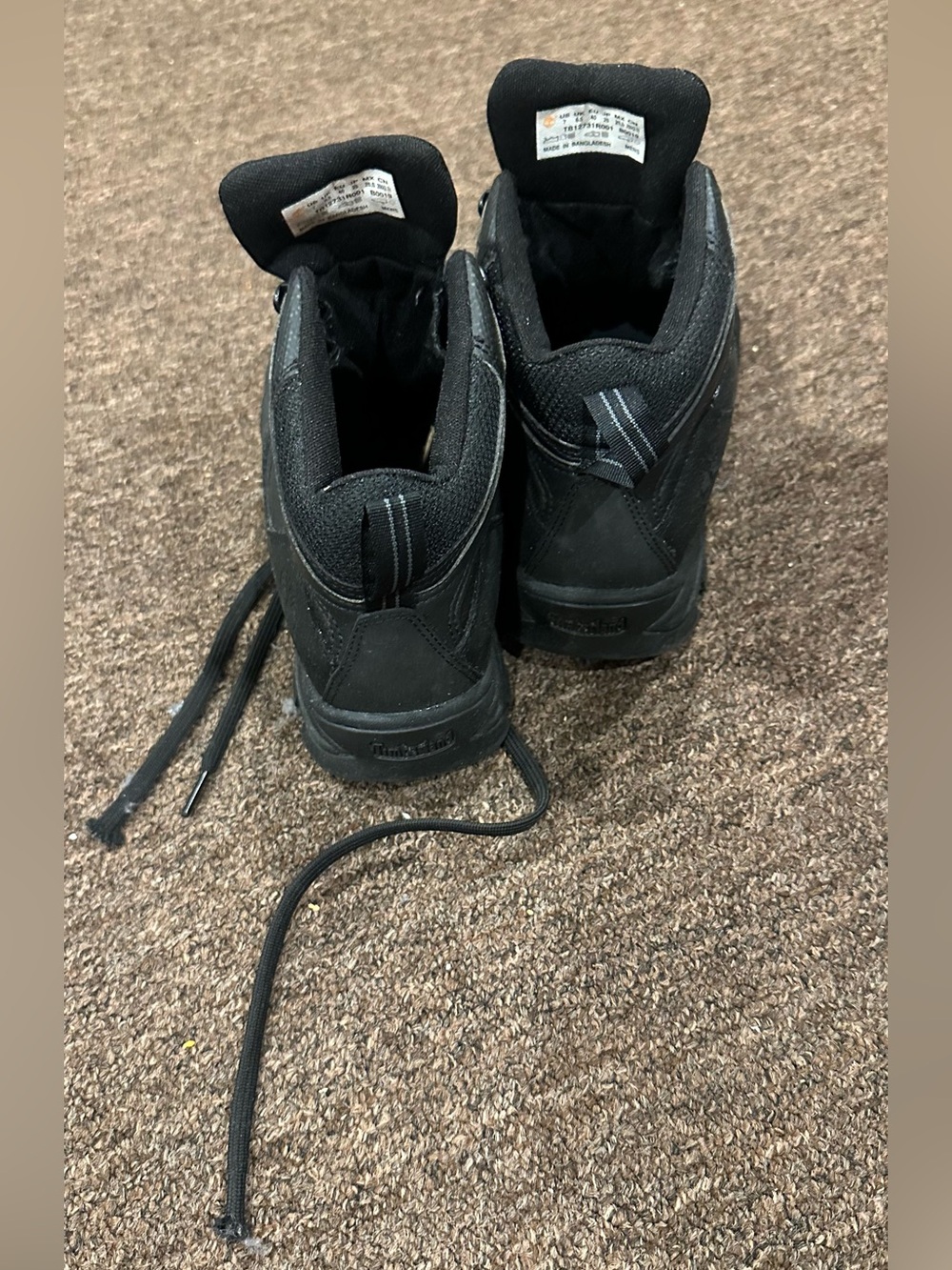 EUC! Men's Timberland Black Leather Hiking Shoes Boots Sz 7 - Picture 3 of 8